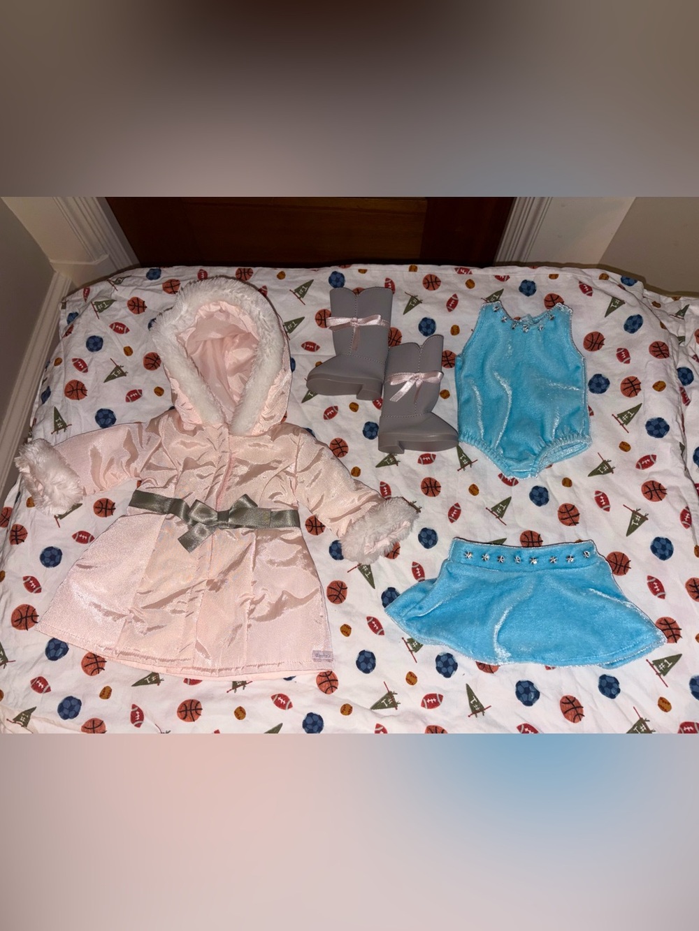 American Girl Winter Bundle Pretty in Pink Set and Velvet Leotard w Shorts